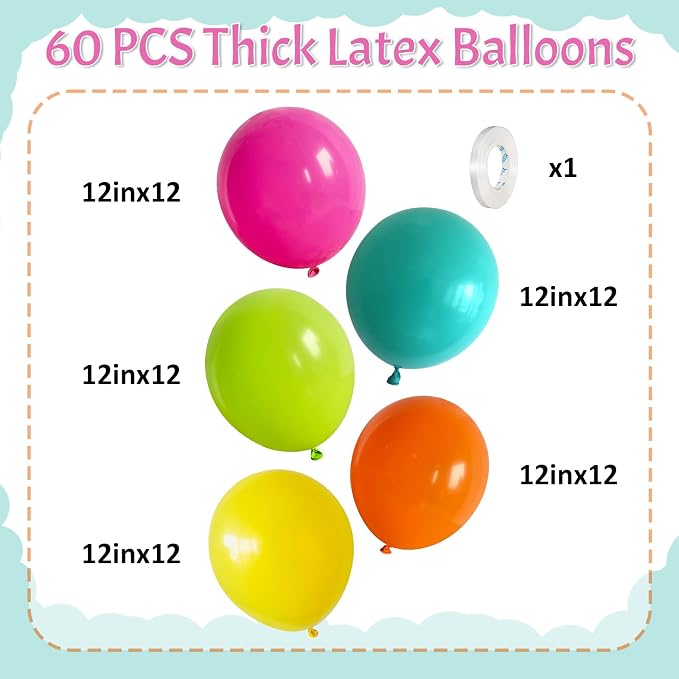 Rainbow Balloons, 12 Inch 60pcs Multicolor Rainbow Balloon Teal Blue Green - Image 2