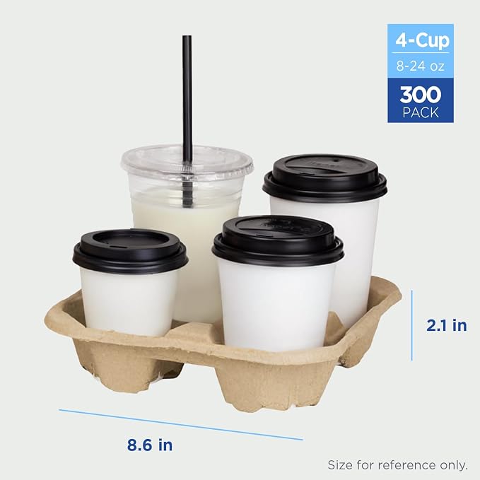 Karat Disposable Drink Carrier | 300 Pack | 4-Cup Molded Fiber Drink Carrier - Image 4
