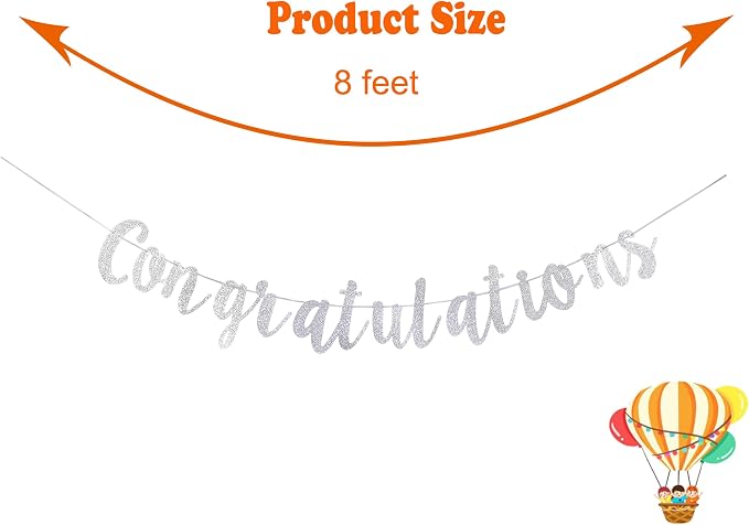 Starsgarden Silver Glitter Congratuation Banner - Image 3