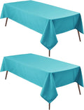 Hiasan 2 Pieces Turquoise Square Tablecloth - Water Resistant and Spillproof Dining Room Washable Fabric Table Cloth for Dining Room, Polyester, 40 x 40 Inch