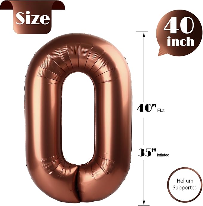 Coffee Brown Number 0 Balloon 40 Inch - Image 5