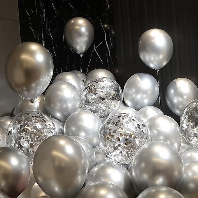 5 inch Metallic Silver Balloons - Image 6