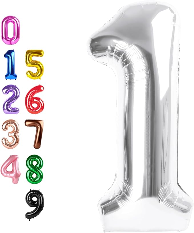 Number Balloons 1 Balloon Silver by Enyeopd