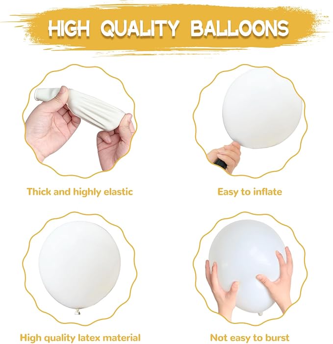 134Pcs White Balloons Different Sizes 5 10 12 18 Inch White Balloon Garland - Image 3