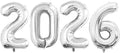 42 Inch 2026 Silver Foil Number Balloons by GOER