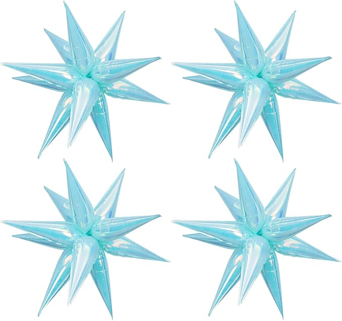 50pcs Iridescent Blue 26' Water Drop Foil Cone Mylar Balloons Holographic Blue by Enimapod