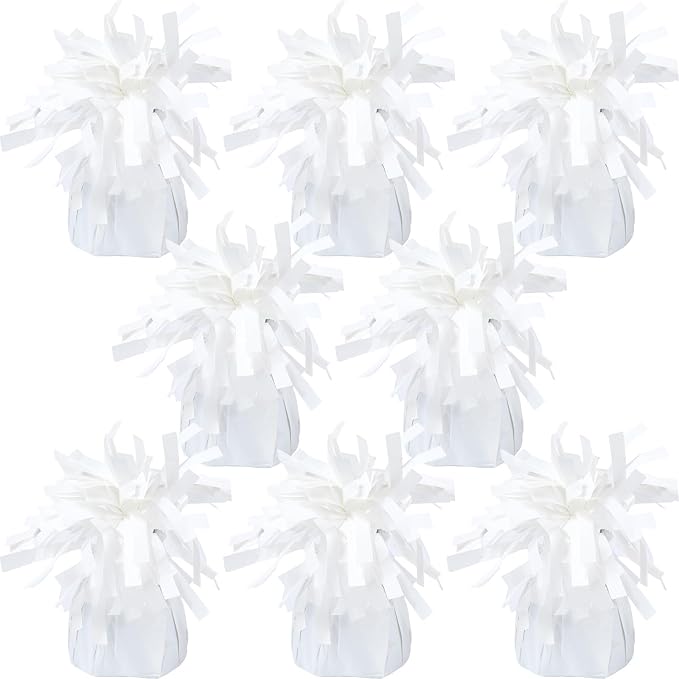 8 Pcs White Metallic Balloon Weights Holder Anchors Balloon Holder Weights by ZCYSRLQIN