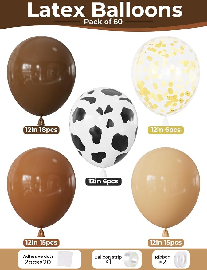 Brown Cow Print Balloons - Image 2