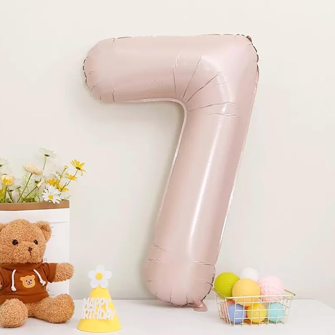 LilyZheng Pastel Pink Number 7 Foil Balloon Set - Image 4