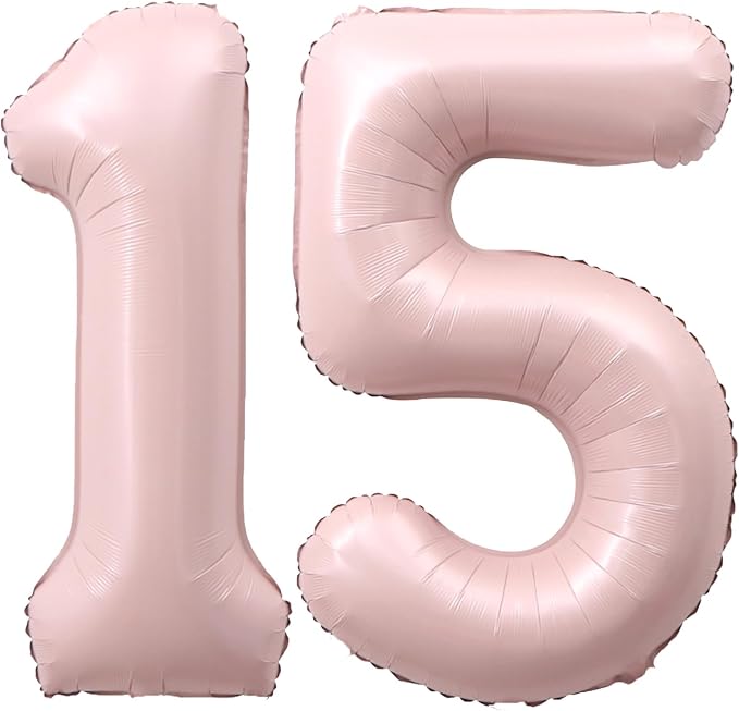 40 Inch Light Pink Number 15 Balloon 0-9 15th Foil Big Giant | Digital by SULALABOO