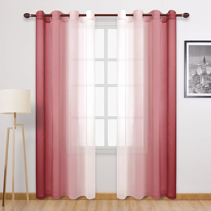 DWCN Ombre Faux Linen Sheer Curtains by DWCN