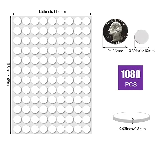 1080 Pcs Sticky Tack Double Sided Adhesive Dots Round Putty Clear Stickers No - Image 2