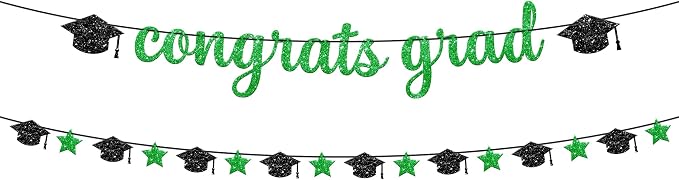 KatchOn Glitter Congrats Grad Banner 10 Feet | Pre-Strung, Congratulations by KatchOn
