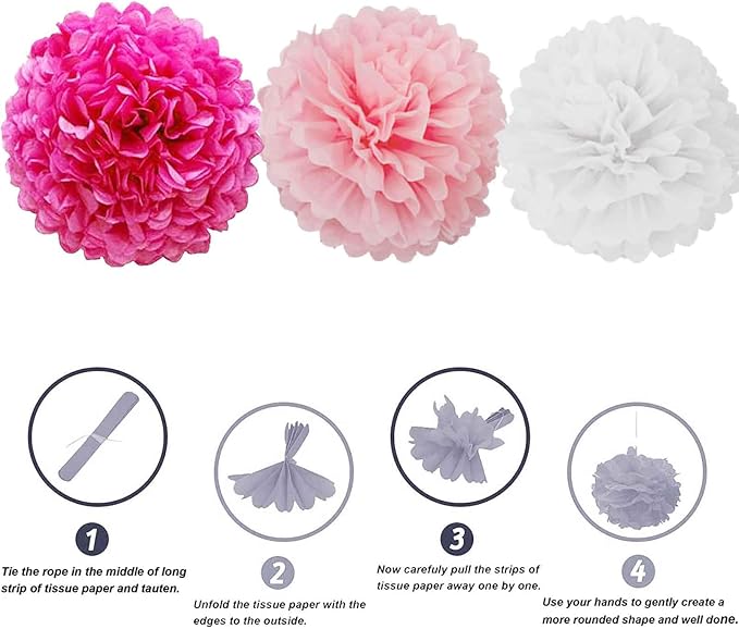 We Moment Rose Red and Pink White Paper Flowers Decorations - Image 3