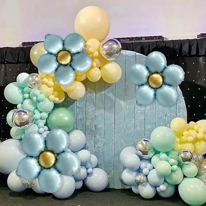 Daisy Balloons Party Decorations Blue Flower Balloons Kit - Image 4