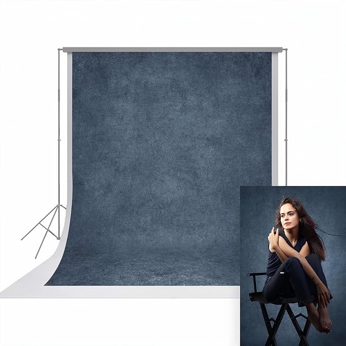 UrcTepics 5×7 ft Denim Blue Fabric Photo Backdrops, Classic Abstract Texture by UrcTepics