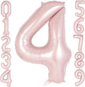 Light Pink Number 4 Balloon, 40 Inch Giant Mylar Number Balloons, Large Foil by AIQINHU