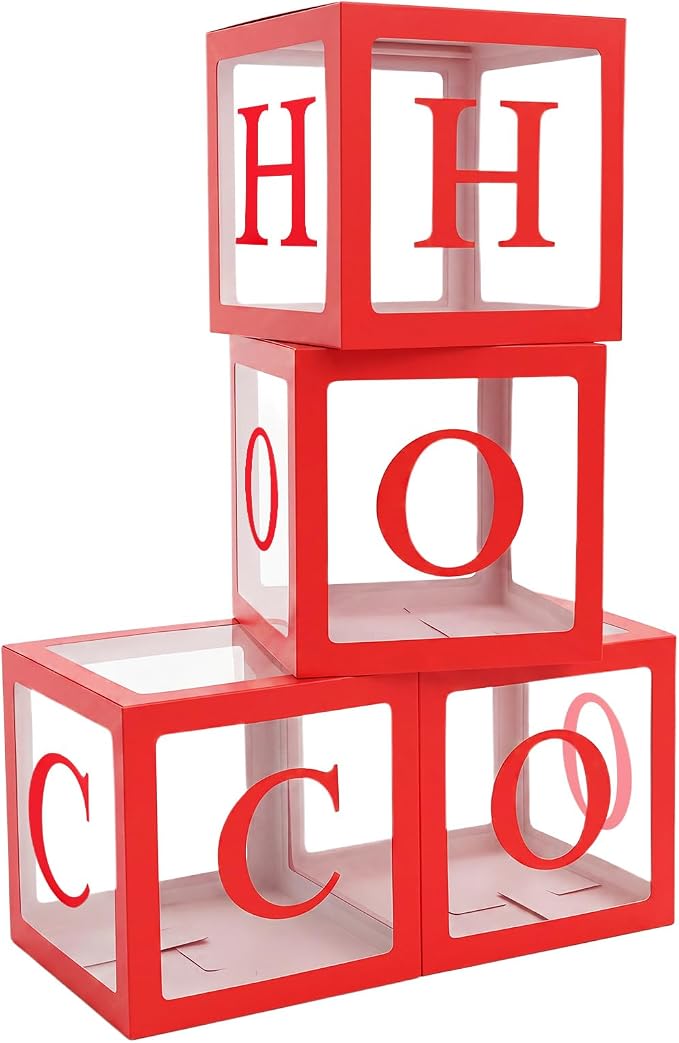 4 Pcs HOCO Boxes with Letters 11.8 x 11.8 x 11.8 Inch Clear Homecoming Balloon by Trandraft