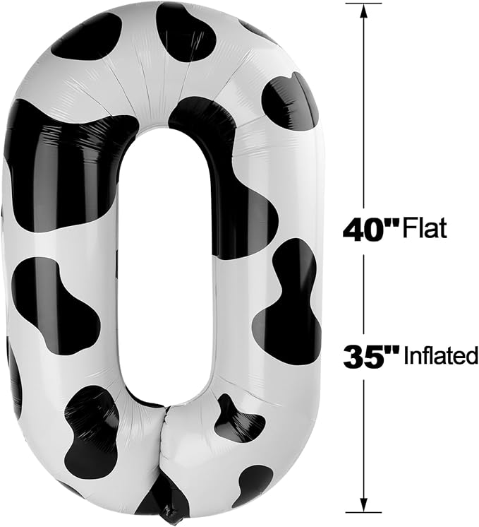 Cow Print Number 0 Balloon 40 inch, Cow Birthday Party Balloons Decorations | - Image 2