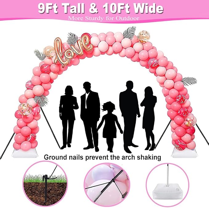 Balloon Arch Kit and Balloon Pump, 9Ft Tall & 10Ft Wide Adjustable Balloon Arch - Image 6