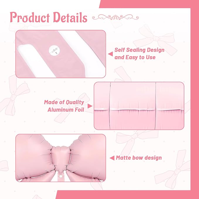 Pink Blue Bow Balloon Set​ - Image 4