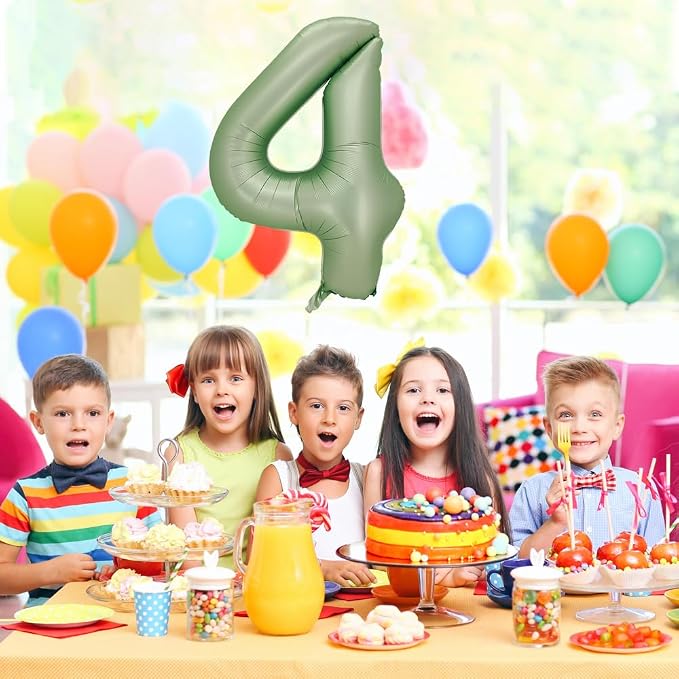 Number 4 Balloon, 40-Inch Sage Green Number Balloon | 40-inch foil balloon - Image 4