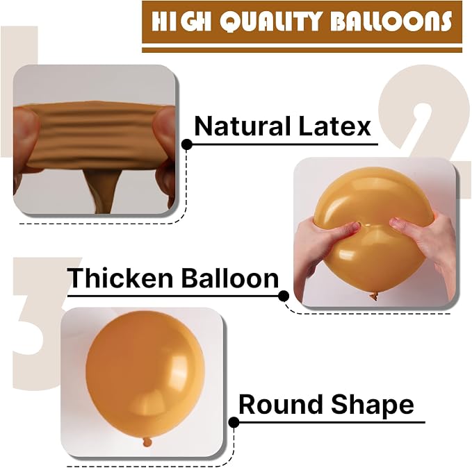 PartyWoo Boho Neutral Light Brown Balloons 101pcs Coffee Fall Color | Balloons - Image 9