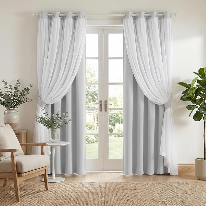 PONY DANCE 2 Layers Curtains Set, 2 Panels by PONYDANCE