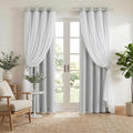 PONY DANCE Greyish White Bedroom Blackout Curtains by PONYDANCE