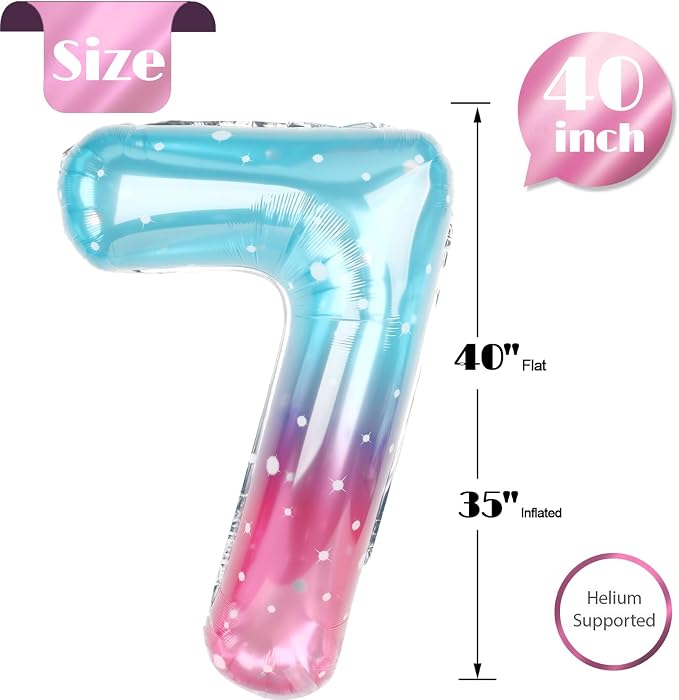 Starry Sky Number 7 Balloon 40 Inch, 7th Birthday Decorations Men Women | Foil - Image 5