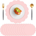60 Pcs Light Pink Paper Placemats, 13.5 Inch Scalloped Table Mats | Thick Paper by NatNarr