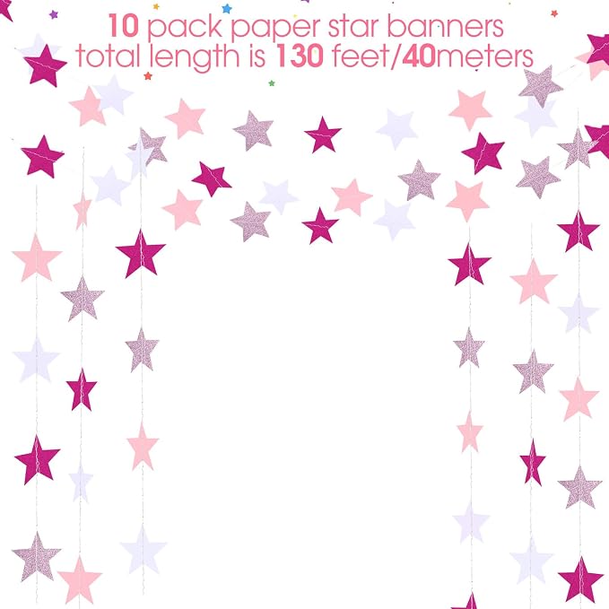 Patelai Glitter Star Garland Banner 2026 Graduation Decor 130 Feet Star Hanging - Image 3
