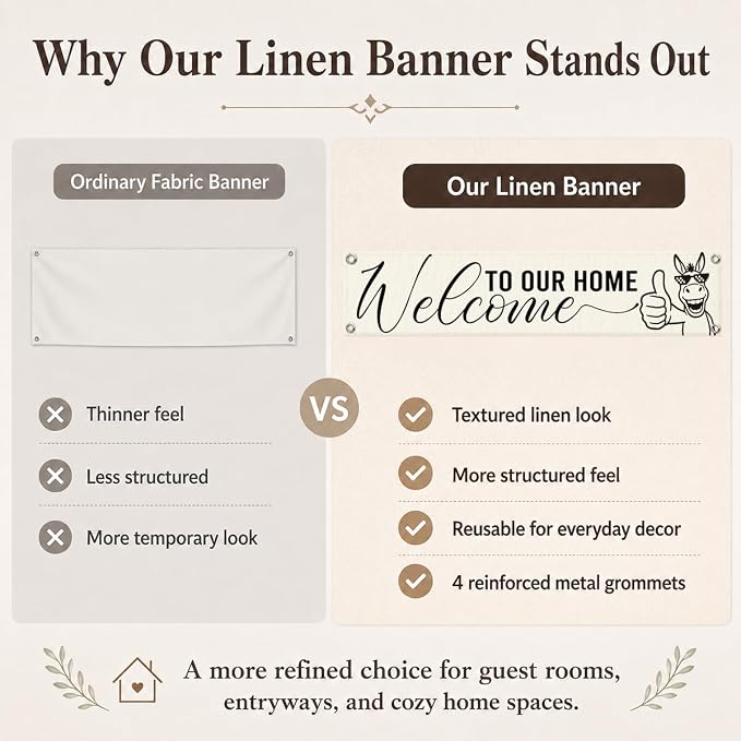 Welcome to Our Home Hanging Banner, Funny Farmhouse Porch Sign Decor - Image 4