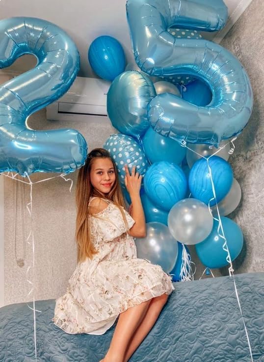 Pearl Blue Number 7 Balloon 40 inch, 7th Birthday Party Balloons Decorations | - Image 6