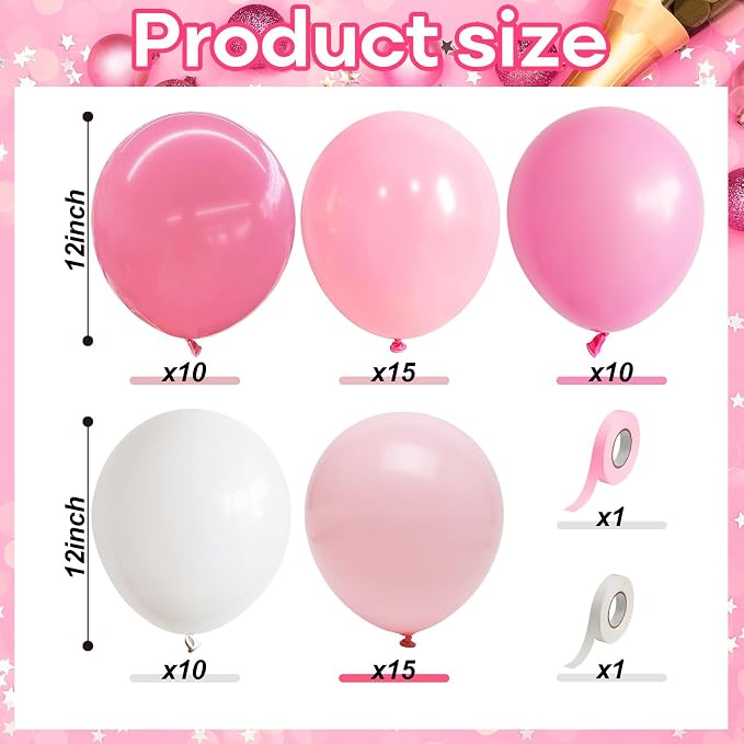 Pink and White Balloons, Baby Pink Latex Balloon - Image 2