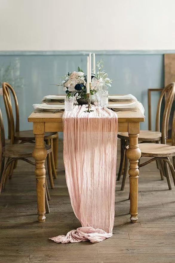 6Pack Light Pink Table Runner 20 x 120 inch Boho Cheesecloth Table Runner | - Image 8