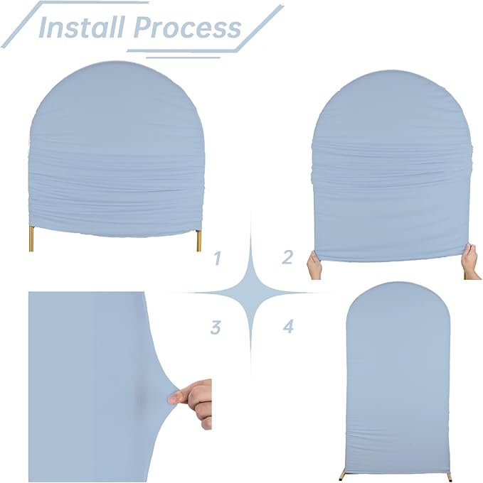 bricia Wedding Arch Backdrop Stand Cover, 7.2FT Double Sided Stretchy Arch Cover Fitted Wedding Birthday Party Banquet Decoration (Bluemist 86.4''Lx48''W)