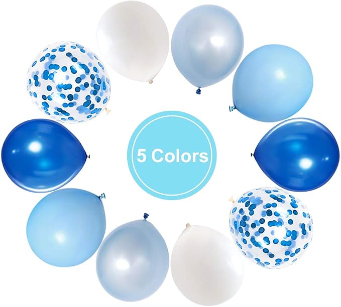 Royal Blue Confetti Latex Balloons - Image 2