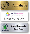 Custom Name Tags - Full Color Logo Name Tags - Scratch Resistant Metal Front & Hard Plastic Back (1.25 x 3 Inch, White)