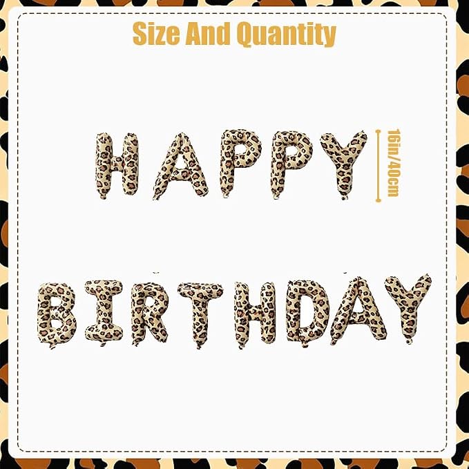 Leopard Print Happy Birthday Letters Decorations Balloon 16Inch Cheetah Letter - Image 2