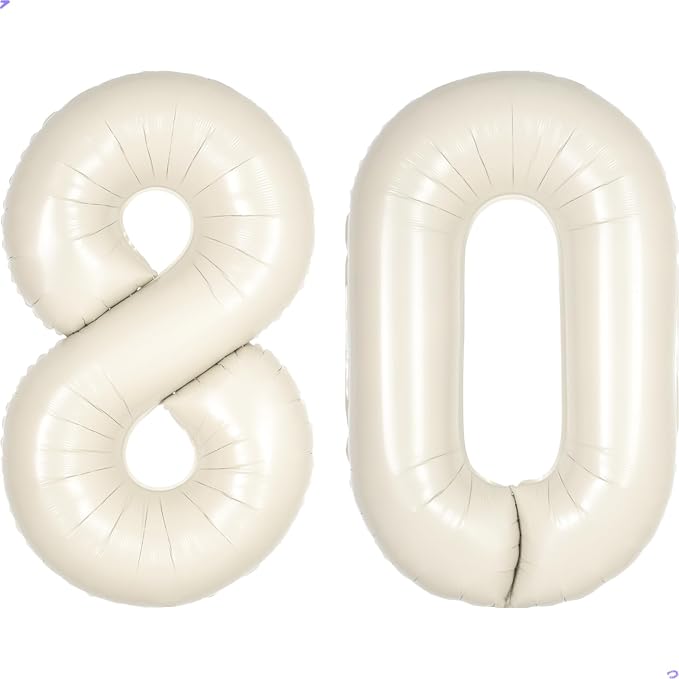 Cream White Number 80 Balloon for First Birthday Decorations, 40 inch Huge by Unknown