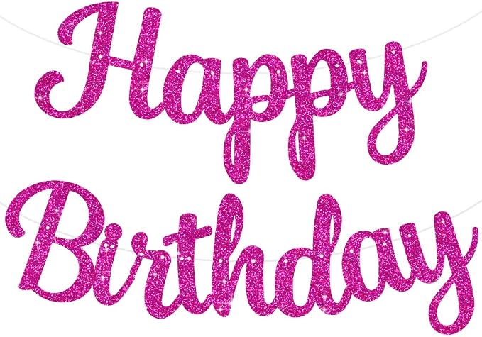 BEISHIDA Glitter Hot Pink Happy Birthday Banner Party Decoration NO DIY | by Beishida