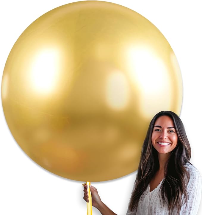 PartyWoo Metallic Gold Balloons 4pcs Chrome Gold Color 36 Inch | Balloons by PartyWoo