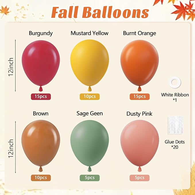 60pcs Fall Balloons, Thanksgiving Balloons 12inch - Image 2