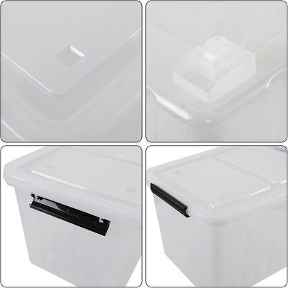 50 Quart Clear Storage Container with Lids and Wheels, 4-Pack Clear Plastic Latching Bins