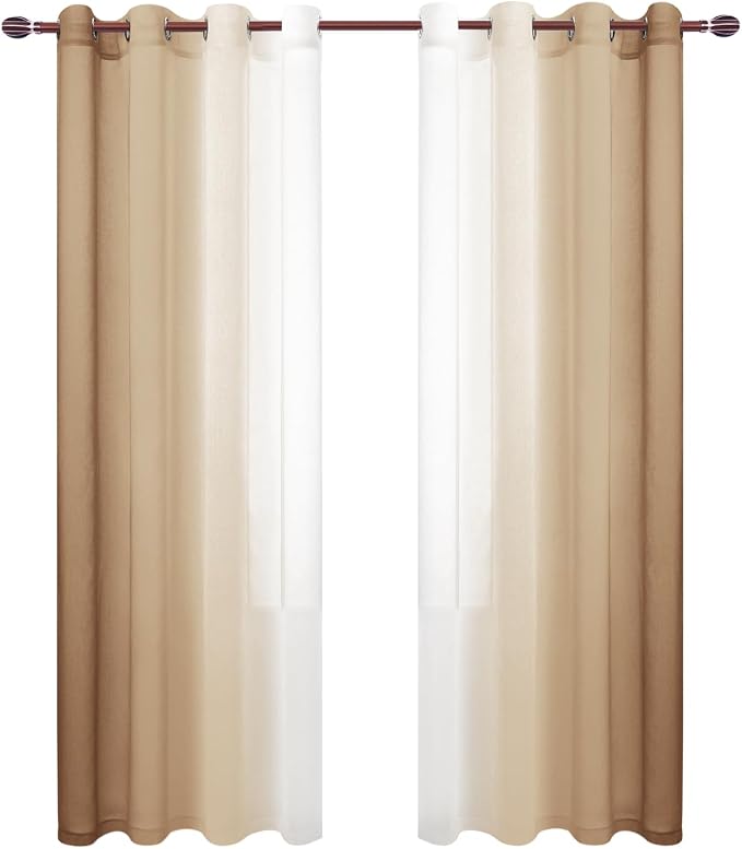DWCN Ombre Faux Linen Sheer Curtains - Image 8