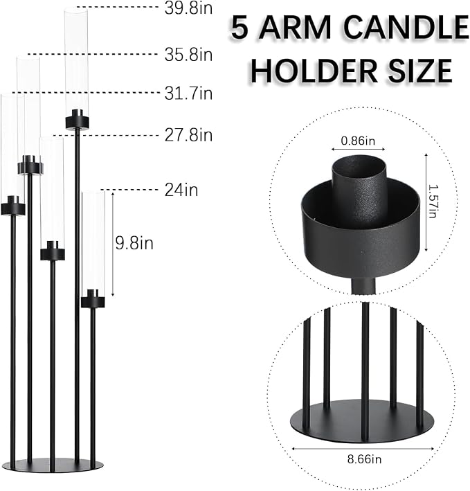 39.8''Matte Black Candle Holder - Image 4