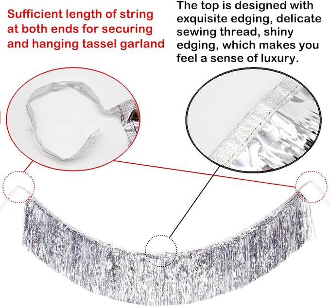 Premium Silver Fringe Tinsel Garland - Image 6