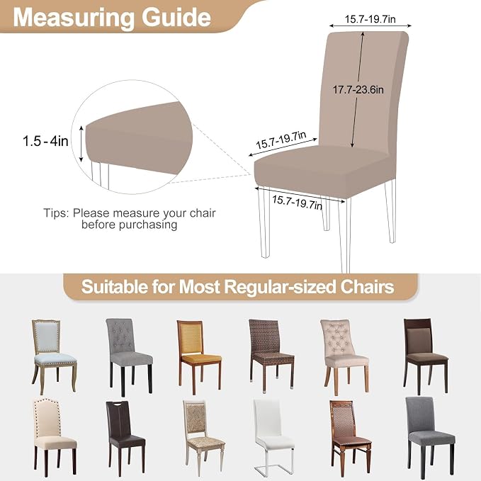 SearchI Dining Room Chair Covers Set of 6, Stretch Jacquard Parsons Chair - Image 6