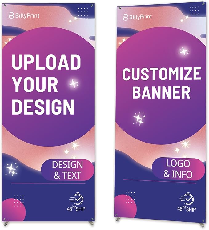 Custom Banner with X Stand 32" x 71" | Personalized X Banner Stand by BillyPrint